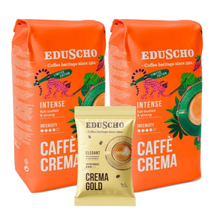 Produkt EDUSCHO Kawa ziarnista Kawa ziarnista EDUSCHO Caffe Crema Intense 2x1kg + GRATIS Crema Gold 100g Z00956