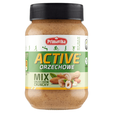 Produkt PRIMAVIKA (przetwory i pasty vege) KREM ORZECHOWY CRUNCHY ACTIVE BEZGLUTENOWY 470 g - PRIMAVIKA 5900672302073