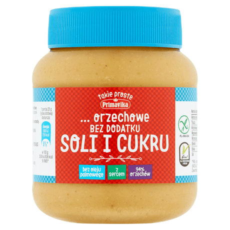 Produkt PRIMAVIKA (przetwory i pasty vege) KREM Z PRAŻONYCH ORZESZKÓW ZIEMNYCH BEZ DODATKU SOLI I CUKRU BEZGLUTENOWY 350 g - PRIMAVIKA 5900672300659