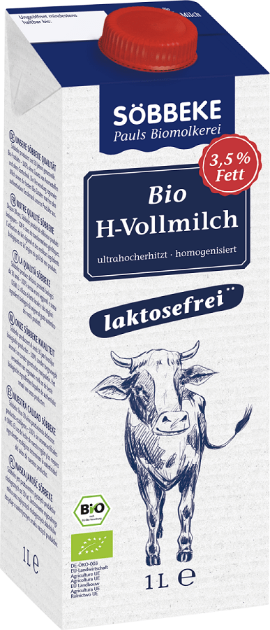 Produkt SOBBEKE (nabiał z mleka krowiego) MLEKO BEZ LAKTOZY (3,5 % TŁUSZCZU) BIO 1 L - SOBBEKE 4008471499893