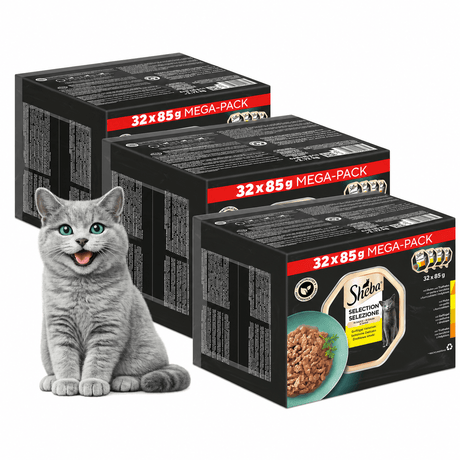 Produkt SHEBA Mokra karma dla kota 3x Mokra karma dla kota SHEBA Mega Pack Drobiowy Tacka 32x85g K_003860_3
