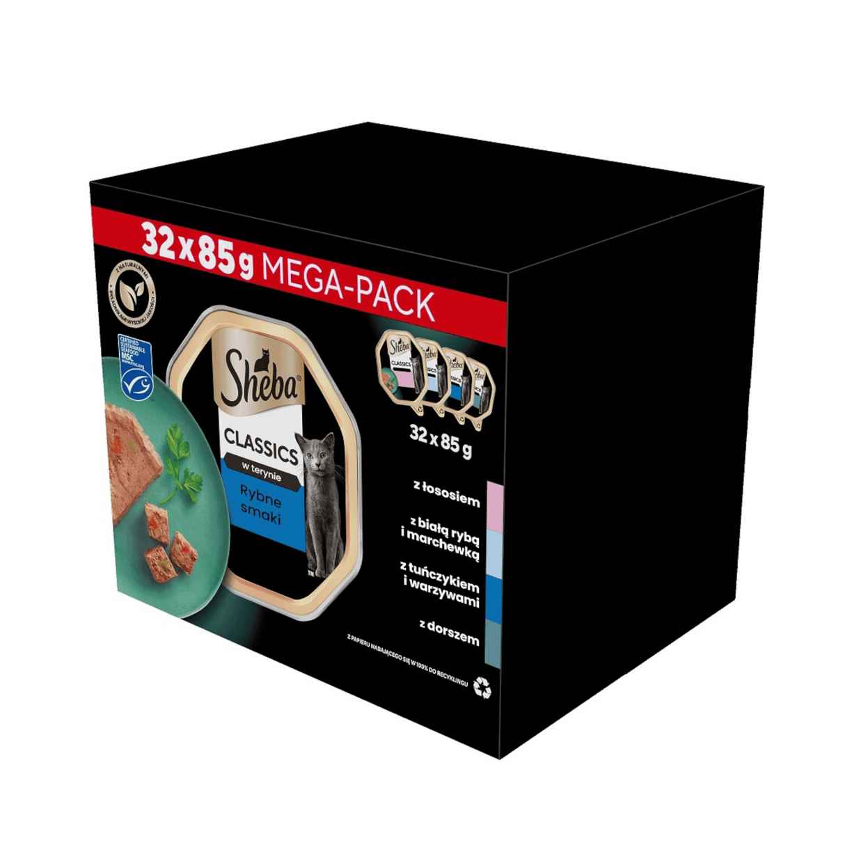 Produkt SHEBA Mokra karma dla kota SHEBA Mega Pack Rybne Smaki Tacka 32x85g 003861