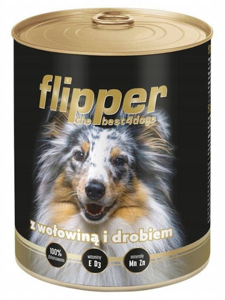 Produkt DOLINA NOTECI Mokra karma dla psa Karma mokra dla psa FLIPPER z wołowiną i drobiem 800g 004336