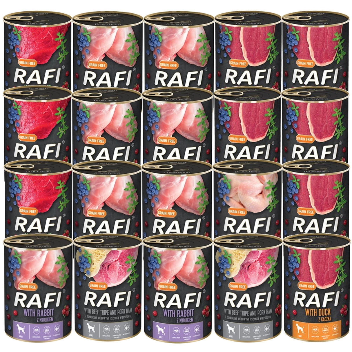 Produkt RAFI Mokra karma dla psa Karma mokra dla psa RAFI Dolina Noteci Mix smaków 24x 400g Z00651