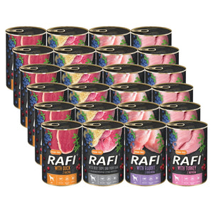 Produkt RAFI Mokra karma dla psa Karma mokra dla psa RAFI Mix z borówką i żurawiną 24x 400g Z00981