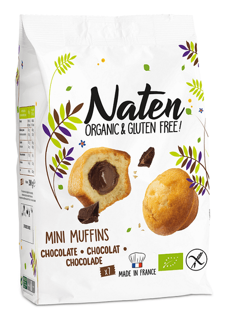 Produkt NATEN (ciastka bezglutenowe) MUFFINKI MINI Z NADZIENIEM ORZECHOWO - KAKAOWYM BEZGLUTENOWE BIO 200 g - NATEN 3760092218055