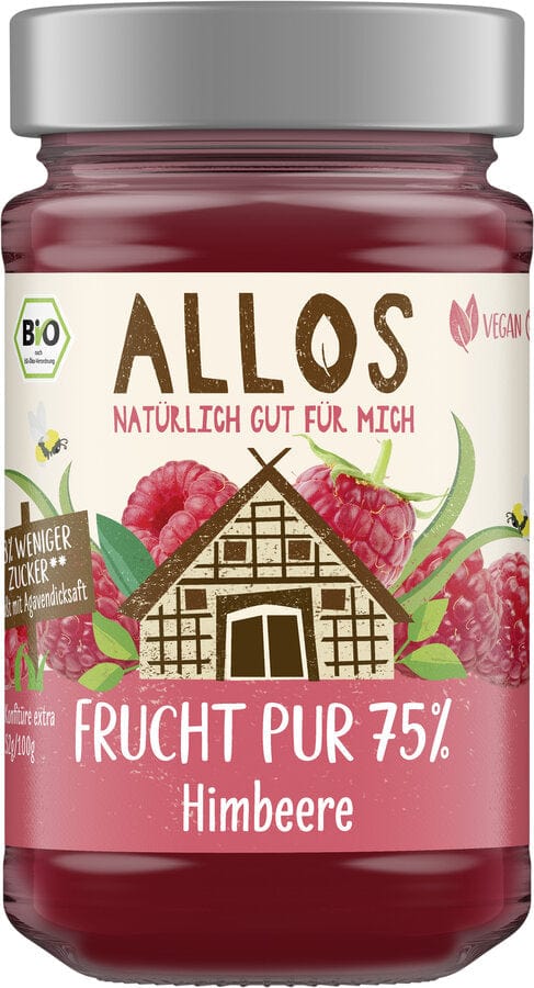 Produkt ALLOS (musy, musli, chałwa, syrop z agawy) MUS MALINOWY (75 % OWOCÓW) BIO 250 g - ALLOS 4016249282813