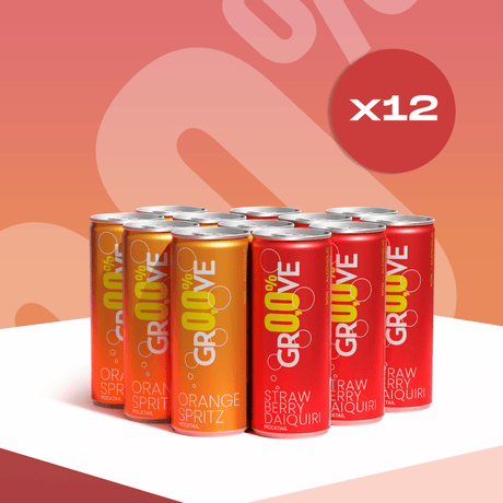 Produkt GROOVE Napój bezalkoholowy GROOVE Orange Spritz Strawberry Daiquiri MIX Mocktail koktajl drink 12x 250ml Z01033