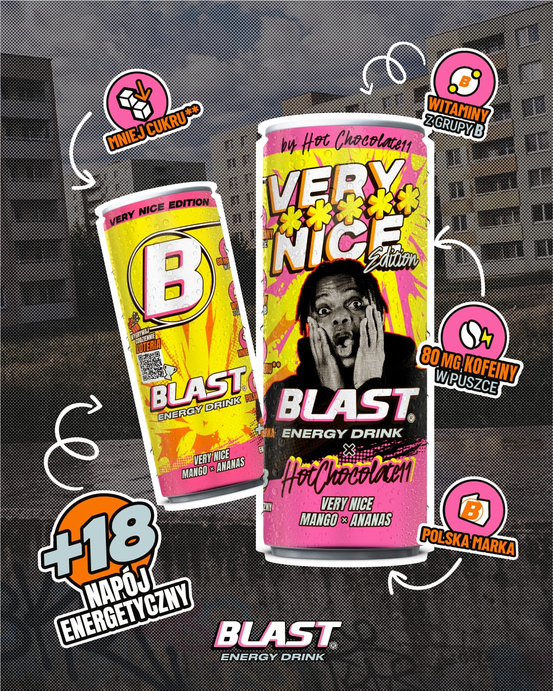 Produkt ENERGY BLAST Napój energetyczny ENERGY BLAST Very Nice Mango Ananas 250ml 038450