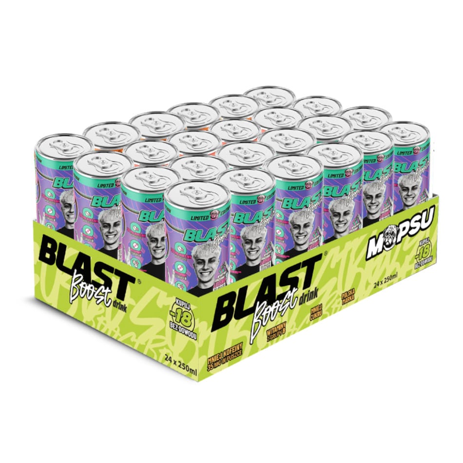 Produkt ENERGY BLAST Napoje energetyczne 24x Napój gazowany z kofeiną BLAST Boost Tripple Berry 250ml K_005271_24