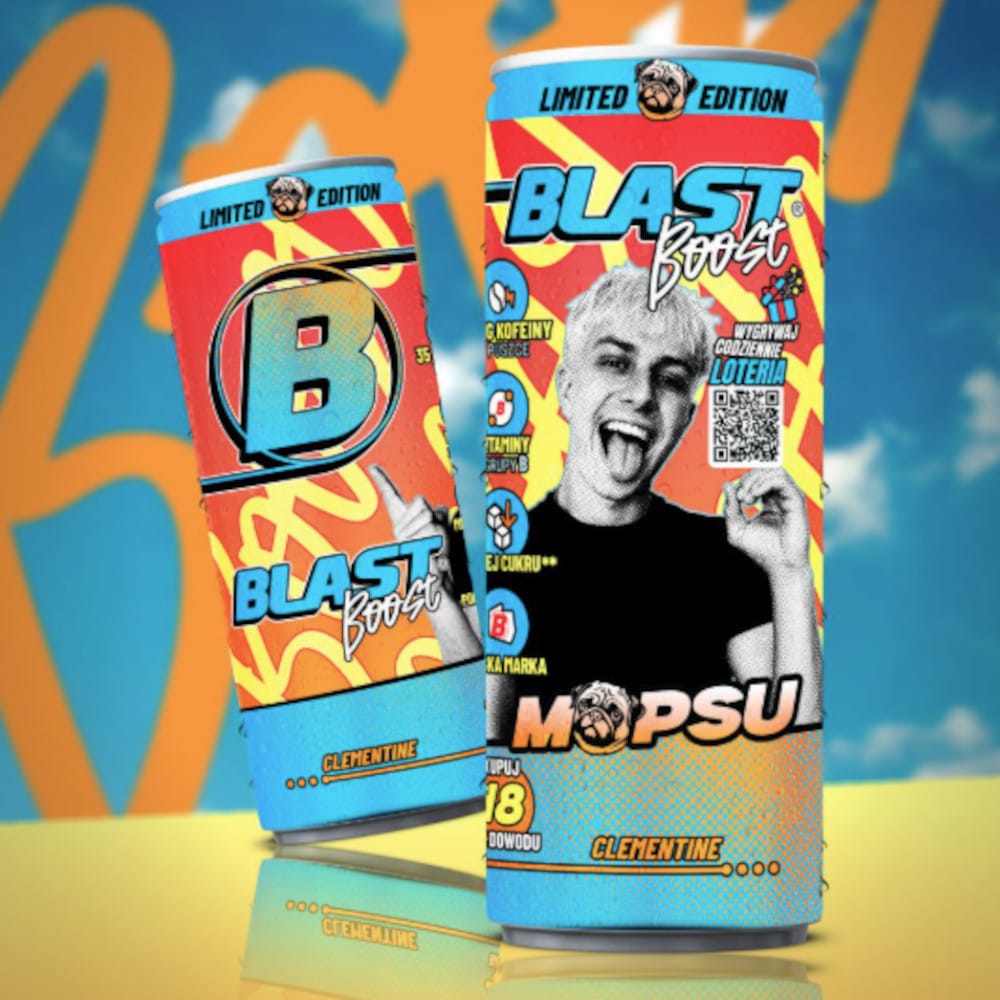 Produkt ENERGY BLAST Napoje energetyczne Napój o obniżonej zawartości kofeiny BLAST Boost Mix by Mopsu 24x 250ml Z01014