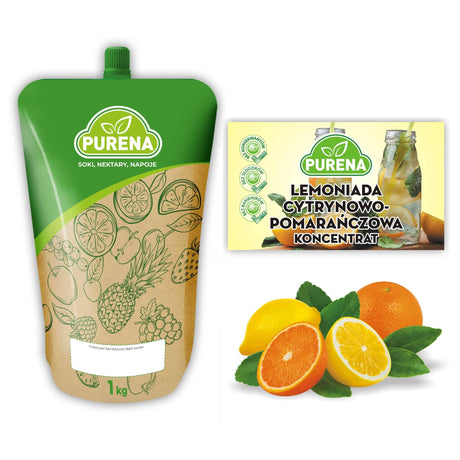 Produkt PURENA Napoje niegazowane Napój Koncentrat Lemoniada cytrynowo pomarańczowa PURENA 1kg na 9l 003334