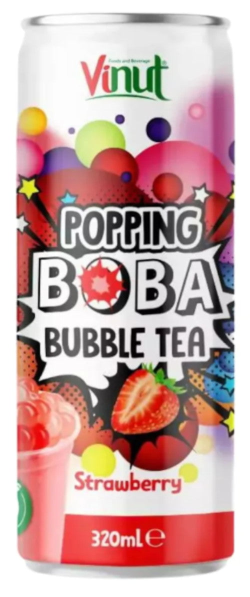 Produkt Vinut Napoje niegazowane Napój VINUT Popping Bubble Tea Strawberry puszka 320ml 052533