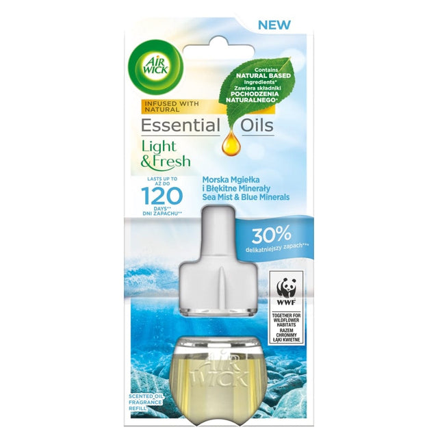 Produkt AIR WICK Odświeżacze powietrza Wkład do elektrycznego odświeżacza AIR WICK Morska mgiełka i błękitne minerały 19 ml S01682