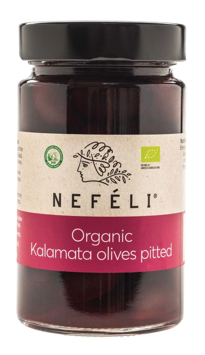 Produkt NEFELI (oliwki) OLIWKI CZARNE KALAMATA BEZ PESTEK W ZALEWIE BIO 295 g (160 g) - NEFELI 5203447711187