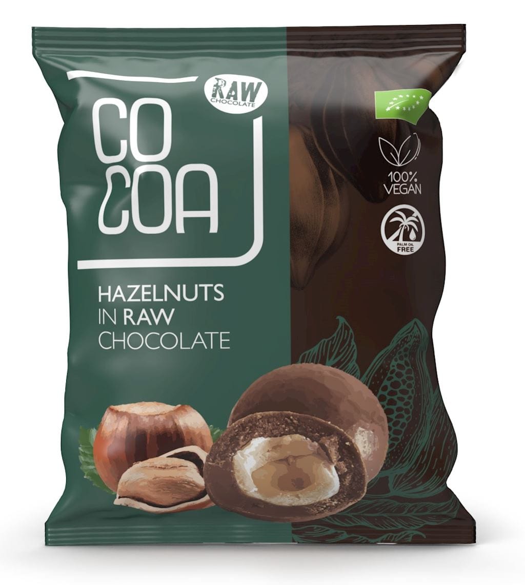 Produkt COCOA (czekolady i bakalie w surowej czekoladzie) ORZECHY LASKOWE W SUROWEJ CZEKOLADZIE BIO 70 g - COCOA 5908268768111