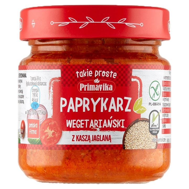 Produkt PRIMAVIKA (przetwory i pasty vege) PAPRYKARZ WEGAŃSKI Z KASZĄ JAGLANĄ BEZGLUTENOWY 160 g - PRIMAVIKA 5900672300543