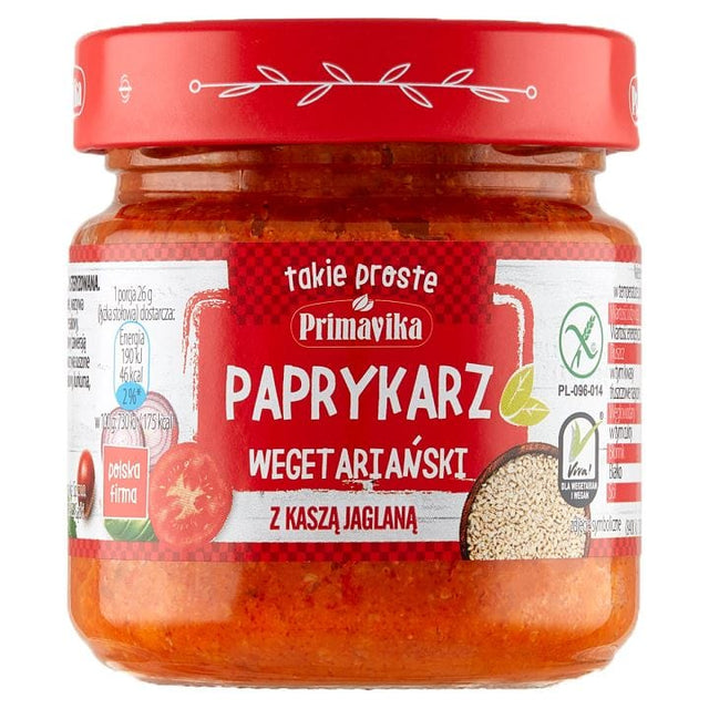 Produkt PRIMAVIKA (przetwory i pasty vege) PAPRYKARZ WEGAŃSKI Z KASZĄ JAGLANĄ BEZGLUTENOWY 160 g - PRIMAVIKA 5900672300543