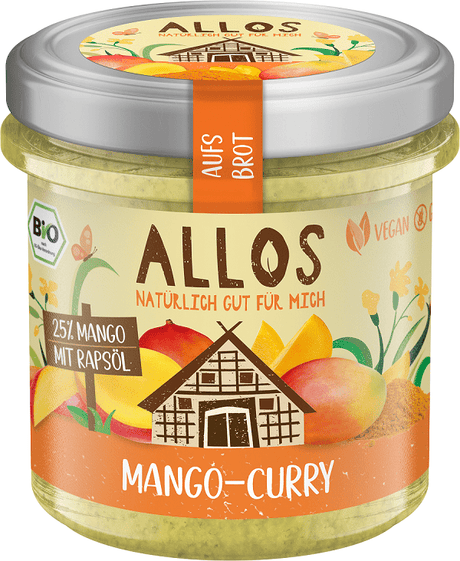 Produkt ALLOS (musy, musli, chałwa, syrop z agawy) PASTA KREMOWA Z MANGO I CURRY BEZGLUTENOWA BIO 140 g - ALLOS 4016249150358