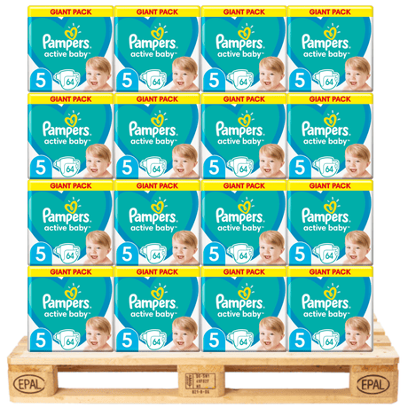 Produkt PAMPERS Pieluchy Pieluchy PAMPERS 5 Junior 64 szt. Paleta 84 opakowań K_021881_84