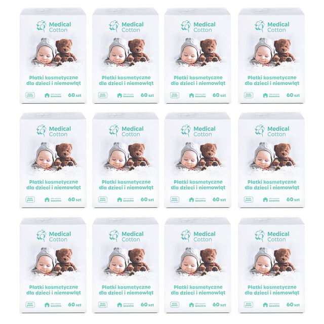 Produkt MEDICAL COTTON Płatki kosmetyczne 12x Płatki kosmetyczne MEDICAL COTTON dla dzieci i niemowląt 60szt K_052372_12