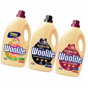 Produkt WOOLITE Płyn do prania Płyn do prania WOOLITE Keratin Therapy MIX dark + color + fruity color 3x 4,5 L Z01036