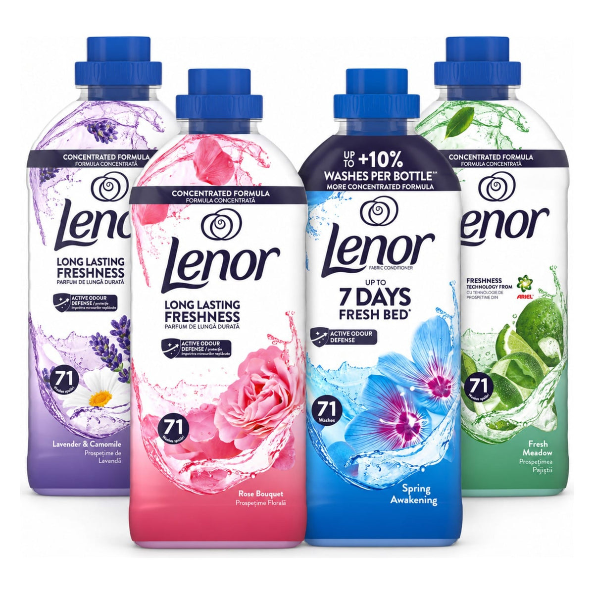 Produkt LENOR Płyny do płukania Płyn do płukania Lenor Mix Rose Bouquet, Lavender. Fresh Meadow, Spring Awakening 4x 1,491l Z10071