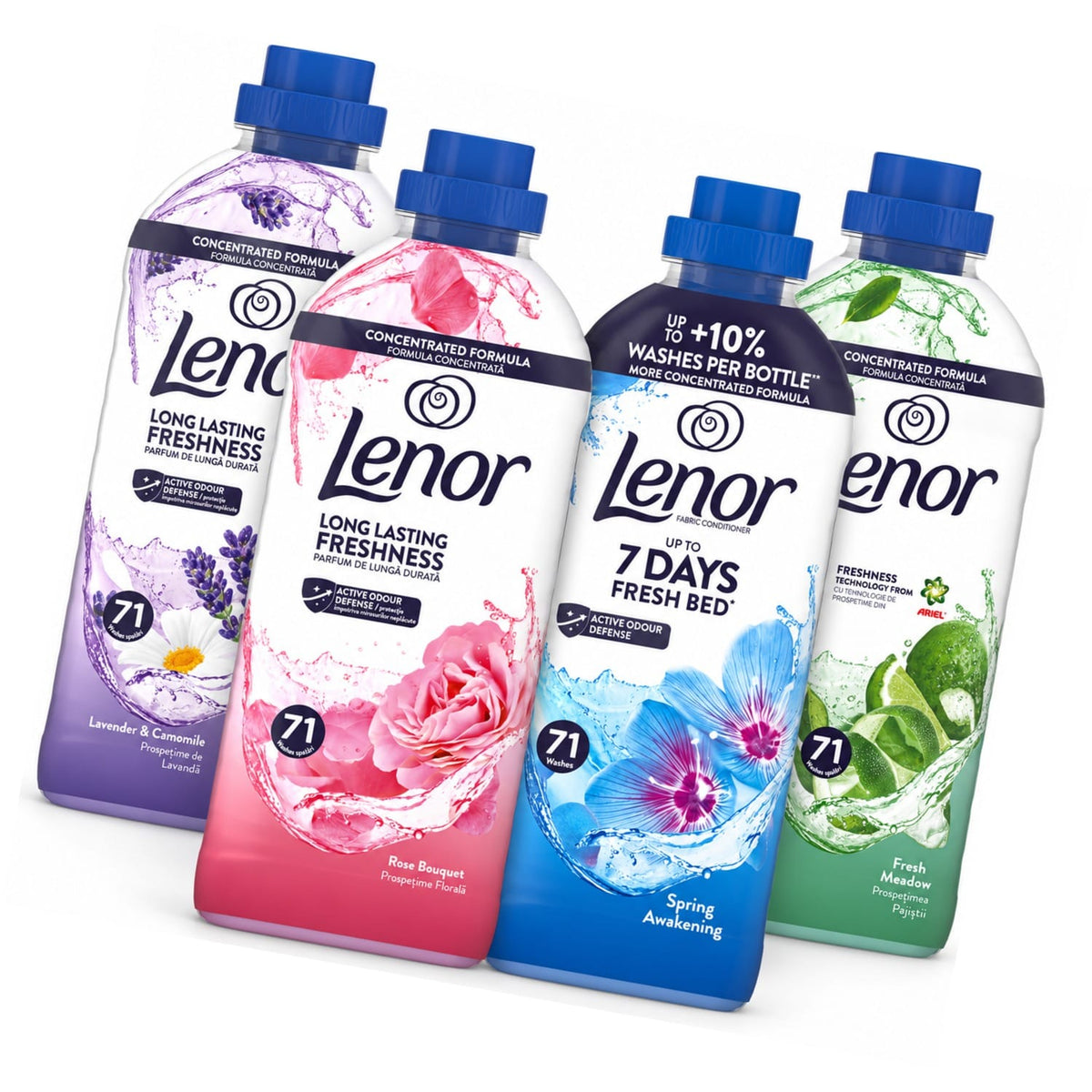 Produkt LENOR Płyny do płukania Płyn do płukania Lenor Mix Rose Bouquet, Lavender. Fresh Meadow, Spring Awakening 4x 1,491l Z10071