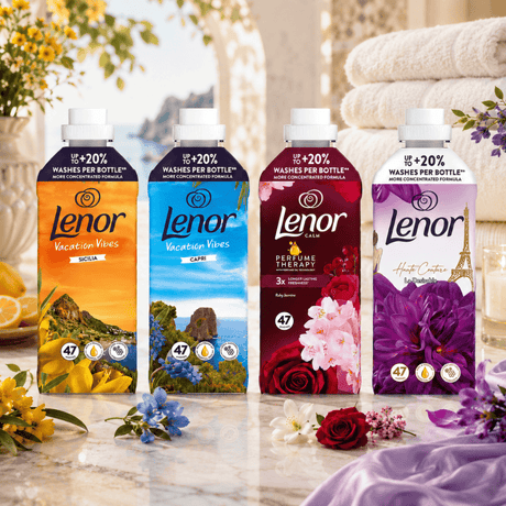 Produkt LENOR Płyny do płukania Płyn do płukania Lenor Mix Sicilia, Capri, Ruby Jasmine, La Desirable 47 Prań 4x987ml Z01016