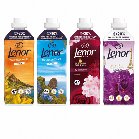 Produkt LENOR Płyny do płukania Płyn do płukania Lenor Mix Sicilia, Capri, Ruby Jasmine, La Desirable 47 Prań 4x987ml Z01016