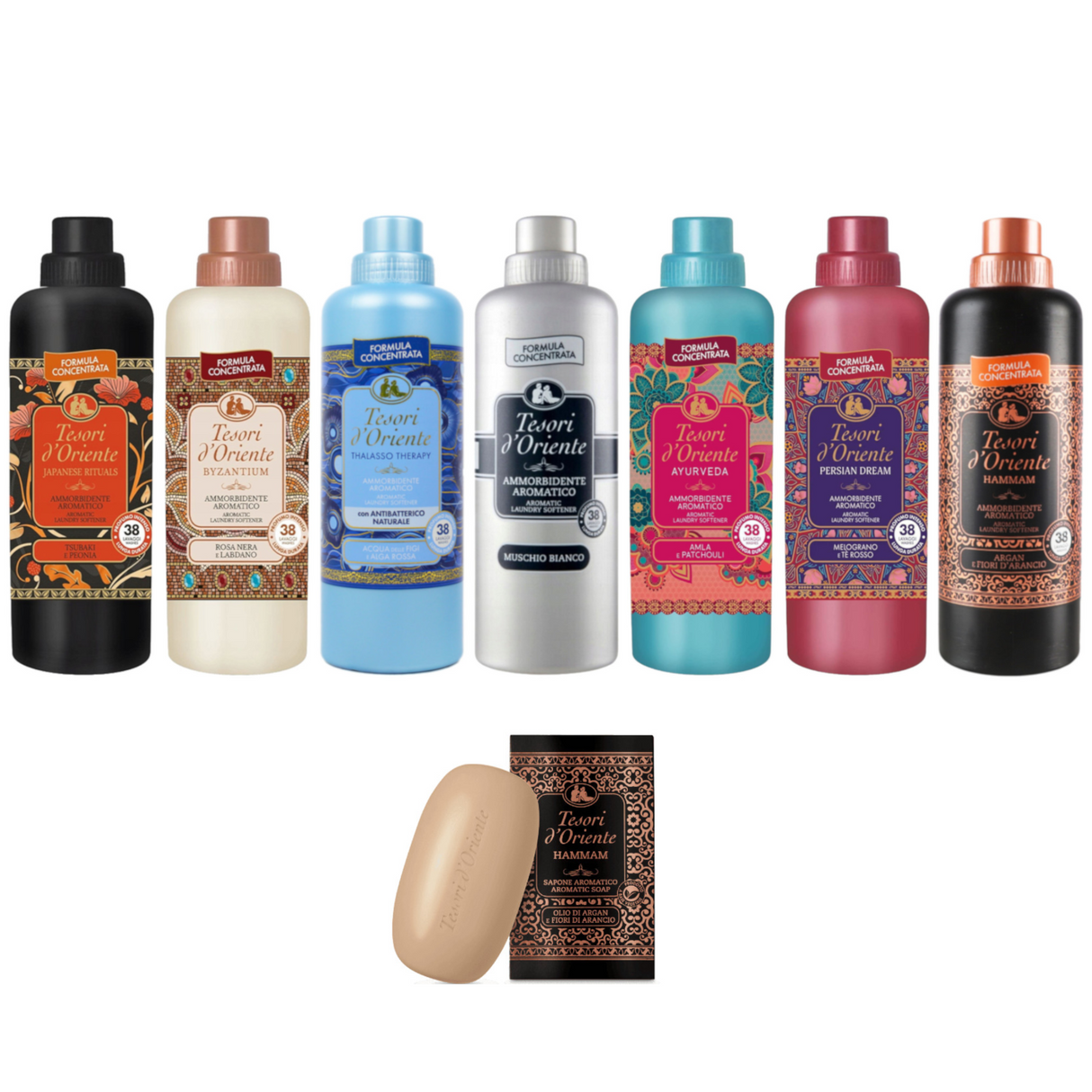 Produkt TESORI D'ORIENTE Płyny do płukania Płyn do płukania TESORI D'ORIENTE Mix 7x 760 ml + Mydło Gratis Z00985