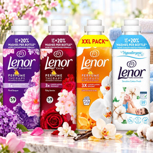 Produkt LENOR Płyny do płukania Płyn do płukania tkanin LENOR Mix Sensitive, Gold Orchid & Vanilla, Ruby Jasmine, Floral Bouquet 4x 1,239l Z10072