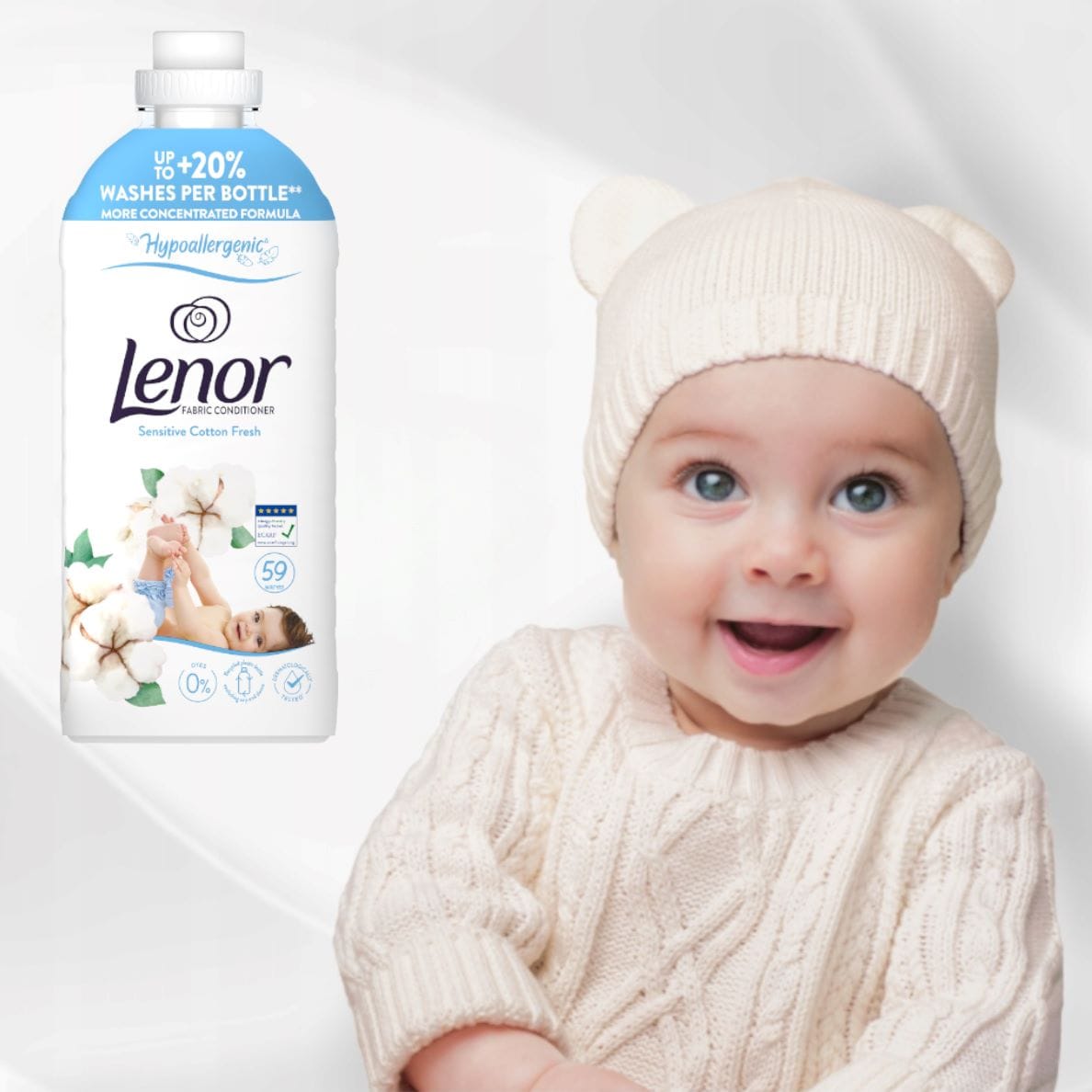 Produkt LENOR Płyny do płukania Płyn do płukania tkanin LENOR Sensitive Hipoalergiczny 59 prań 1,239l 006323