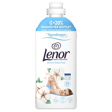 Produkt LENOR Płyny do płukania Płyn do płukania tkanin LENOR Sensitive Hipoalergiczny 59 prań 1,239l 004412
