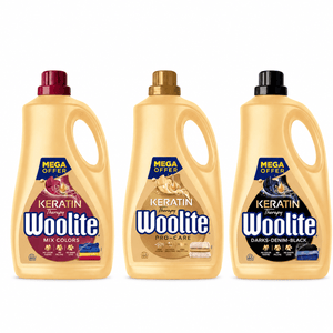 Produkt WOOLITE Płyny i żele do prania Płyn do prania WOOLITE Keratin Therapy biały kolor czarny MIX 60 prań 3x 3,6 l Z00531