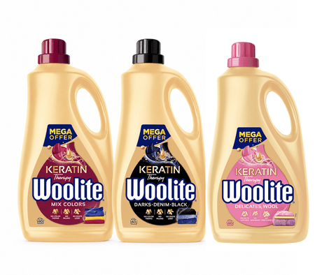 Produkt WOOLITE Płyny i żele do prania Płyn do prania WOOLITE Keratin Therapy kolor czarny keratin MIX 60 prań 3x 3,6 l Z00531