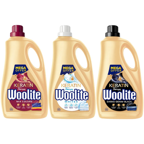 Produkt WOOLITE Płyny i żele do prania Płyn do prania WOOLITE Keratin Therapy kolor czarny keratin MIX 60 prań 3x 3,6 l Z00531