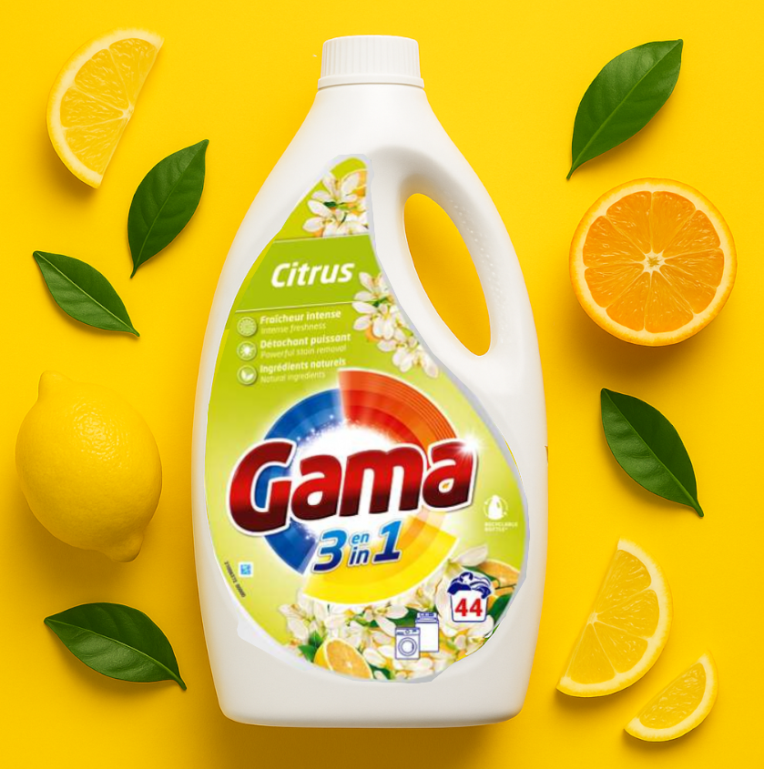 Produkt GAMA Płyny i żele do prania Skoncentrowany żel do prania GAMA uniwersalny Mix Original Citrus 44 prania 2x 1,98l Z00965