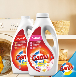 Produkt GAMA Płyny i żele do prania Skoncentrowany żel do prania GAMA uniwersalny Mix Original Citrus 44 prania 2x 1,98l Z00965