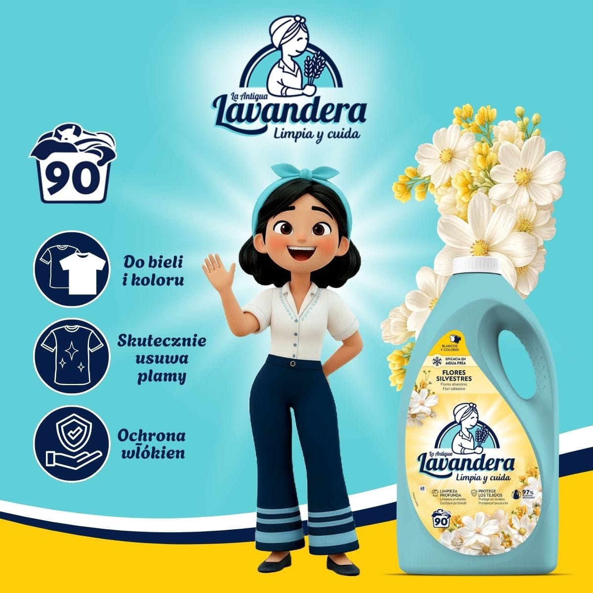 Produkt LAVANDERA Płyny i żele do prania Żel do prania LAVANDERA Flores Silvestres Dzikie kwiaty uniwersalny płyn 4,5L 052707