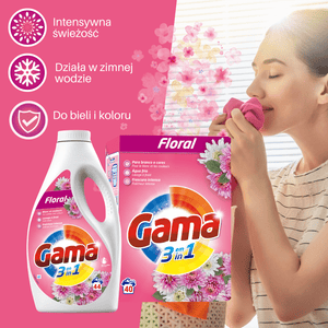 Produkt GAMA Płyny i żele do prania Żel płyn do prania GAMA Floral uniwersalny 66 prań 2,97l 001685