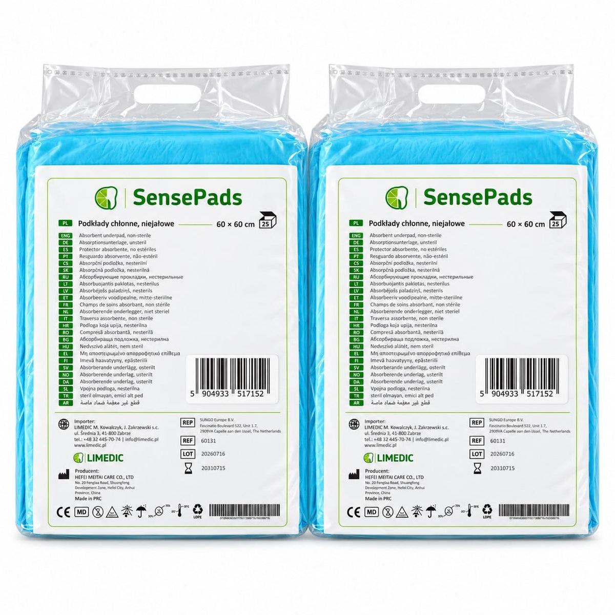 Produkt LIMEDIC Podkłady higieniczne Podkłady chłonne niejałowe LIMEDIC SensePads 60x60cm 2x 25szt K_006381_2