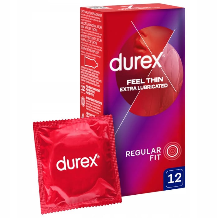 Produkt DUREX Prezerwatywy DUREX Feel Thin Extra Lubricated 12szt 005310