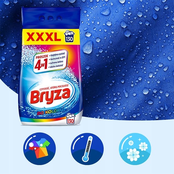 Produkt BRYZA Proszek do prania BRYZA 4w1 Białe + Kolor XXXL 130 prań 2x 8,45 kg Z00585