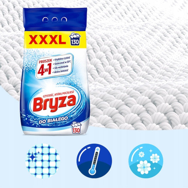 Produkt BRYZA Proszek do prania BRYZA 4w1 Białe + Kolor XXXL 130 prań 2x 8,45 kg Z00585