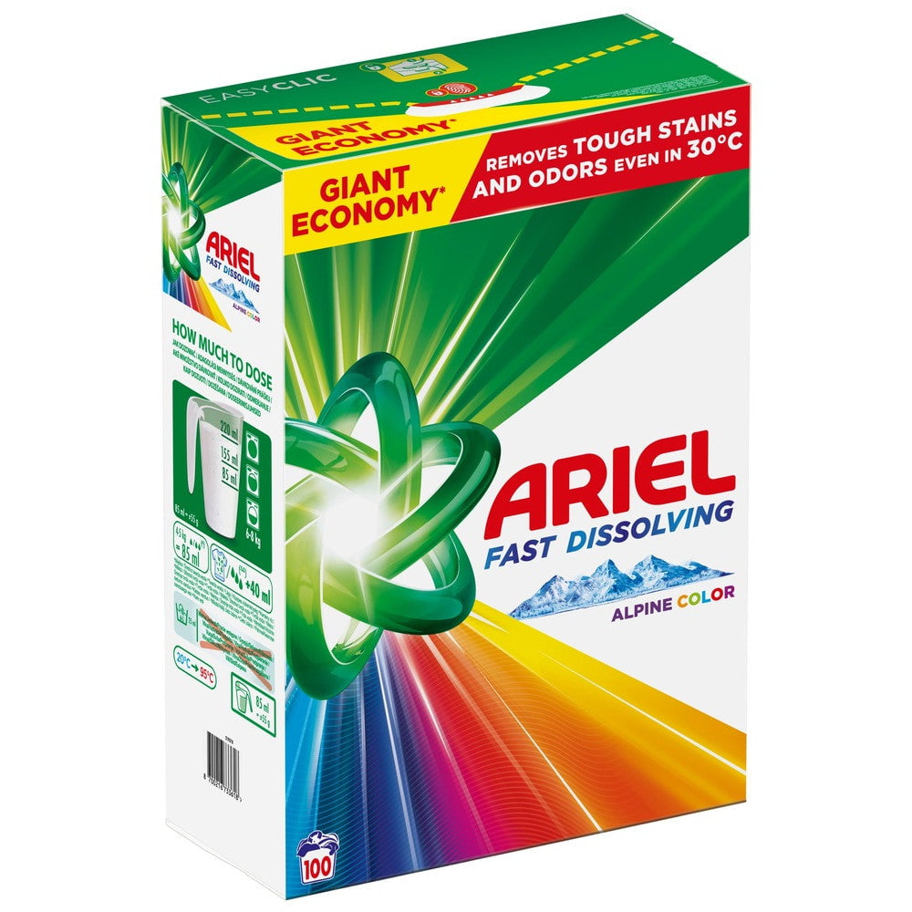 Produkt ARIEL Proszki do prania Proszek do prania ARIEL Alpine Color do koloru 100 prań 5,5 kg 004448