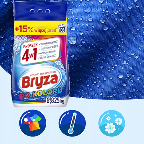 Produkt BRYZA Proszki do prania Proszek do prania kolorów BRYZA Color 4w1 6,825kg 105 prań 004219
