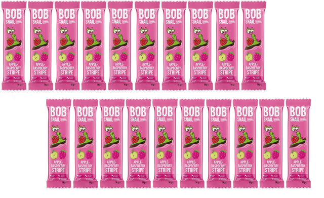 Produkt BOB SNAIL Przekąska 20x PRZEKĄSKA STRIPE JABŁKO - CZARNA PORZECZKA BEZ DODATKU CUKRU BEZGLUTENOWA 14 g - BOB SNAIL K_047650_20