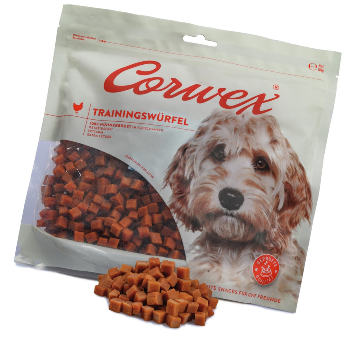 Produkt CORWEX Przysmaki dla psa CORWEX Premium Kostki Treningowe z Kurczakiem Przysmak dla Psa 500g 006445
