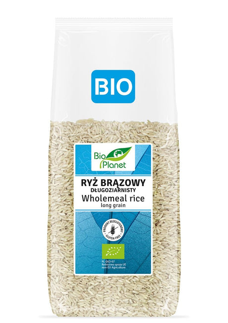 Produkt BIO PLANET - seria NIEBIESKA (ryże, kasze, ziarna) RYŻ BRĄZOWY DŁUGOZIARNISTY BEZGLUTENOWY BIO 1 kg - BIO PLANET 5907814666369